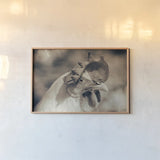 Chicken in the Sun I Sepia by Nathan Larson. shown as a paper print in a natural frame. Available as a archival giclee rolled canvas, fine art paper, or poster print. SKU 97875i.