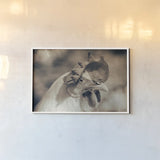 Chicken in the Sun I Sepia by Nathan Larson. shown as a paper print in a white frame. Available as a archival giclee rolled canvas, fine art paper, or poster print. SKU 97875i.
