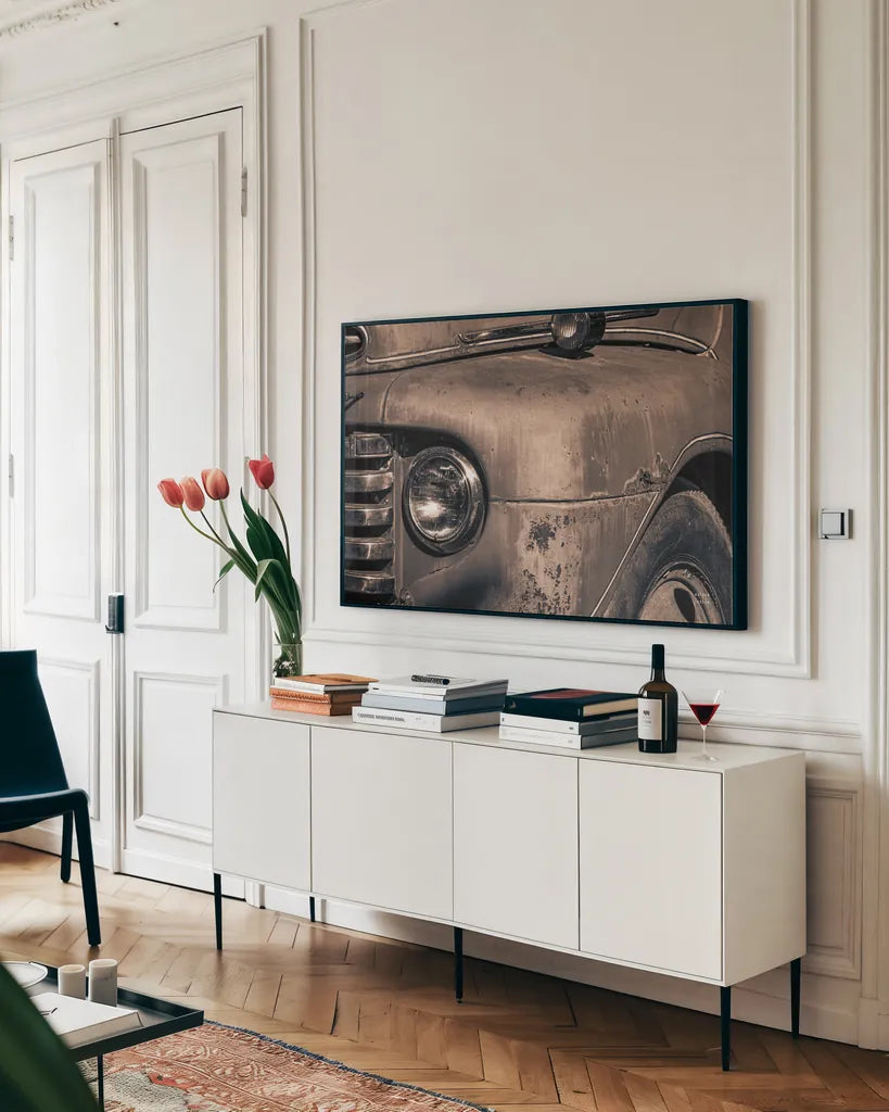 Classic by Nathan Larson. shown as a framed stretched canvas in a living room above a console. Available as a archival giclee rolled canvas, fine art paper, or poster print. SKU 83984i.