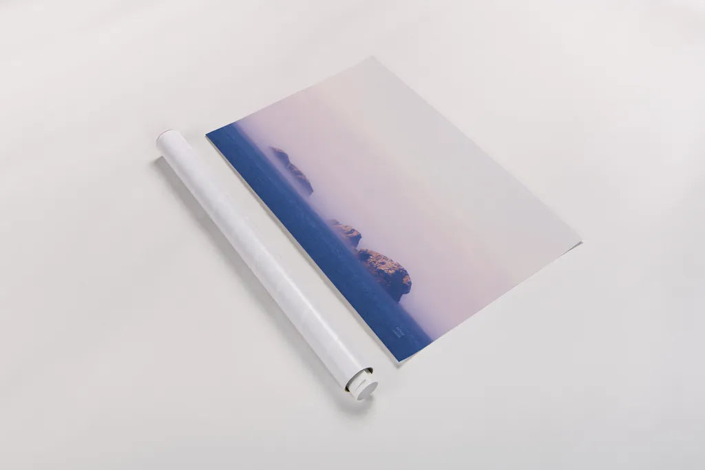 Coastline Sunset  by Nathan Larson. shown as a rolled paper print. Available as archival giclee rolled canvas, fine art paper, or poster print. SKU 90180i.