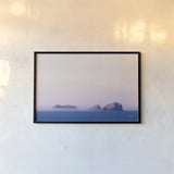 Coastline Sunset  by Nathan Larson. shown as a paper print in a black flame. Available as a archival giclee rolled canvas, fine art paper, or poster print. SKU 90180i.
