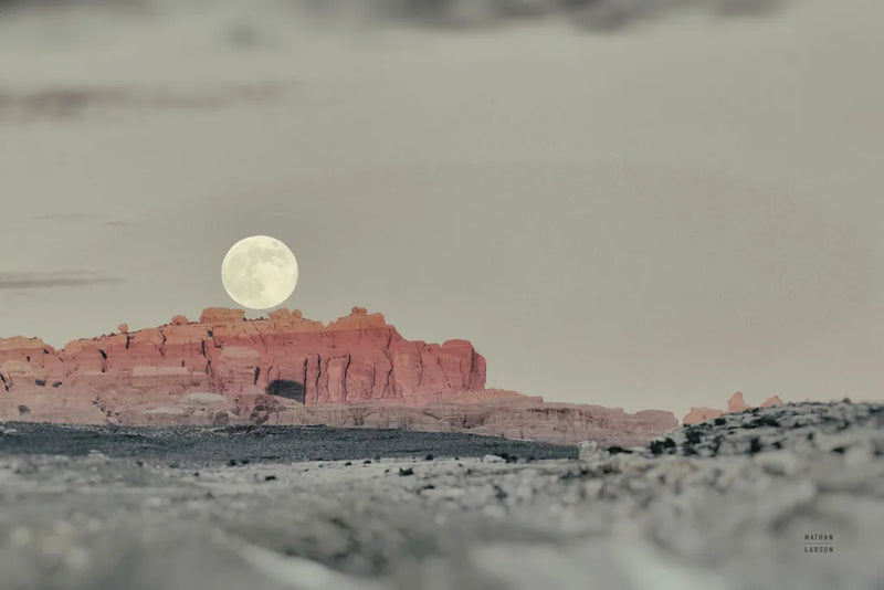 Cold Moon Desert by Nathan Larson. SKU 103216i. Archival Giclee Fine art print for wall decor.