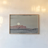 Cold Moon Desert by Nathan Larson. shown as a paper print in a natural frame. Available as a archival giclee rolled canvas, fine art paper, or poster print. SKU 103216i.