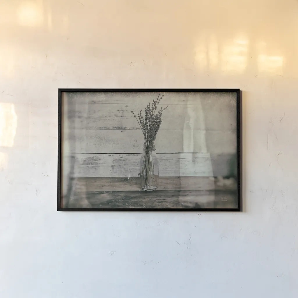 Cottage Lavender I by Nathan Larson. shown as a paper print in a black flame. Available as a archival giclee rolled canvas, fine art paper, or poster print. SKU 77892i.