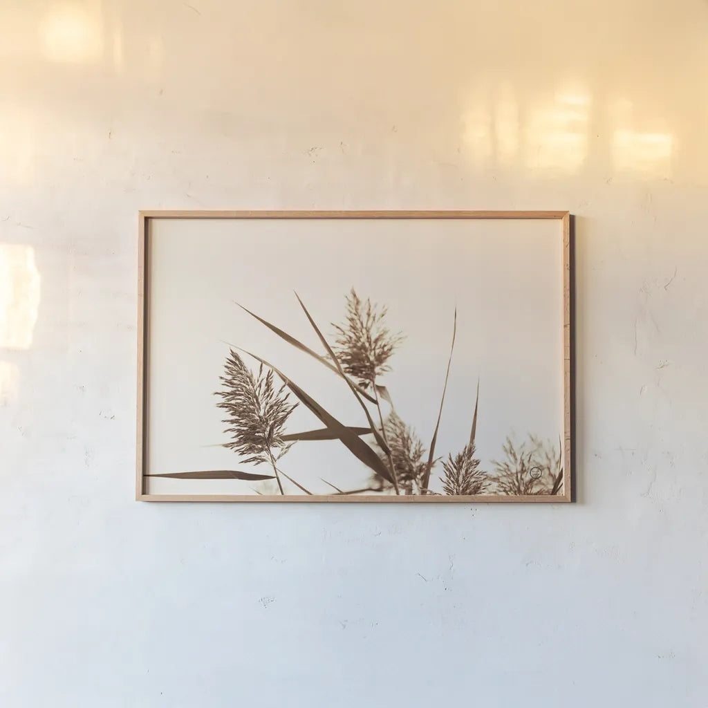 Country Grasses I by Nathan Larson. shown as a paper print in a natural frame. Available as a archival giclee rolled canvas, fine art paper, or poster print. SKU 75477i.