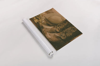 Cowboy Boots V by Nathan Larson. shown as a rolled paper print. Available as archival giclee rolled canvas, fine art paper, or poster print. SKU 82731i.