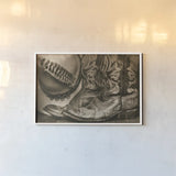 Cowboy Boots VII Sepia by Nathan Larson. shown as a paper print in a white frame. Available as a archival giclee rolled canvas, fine art paper, or poster print. SKU 83666i.