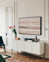 Curling by Nathan Larson. shown as a framed stretched canvas in a living room above a console. Available as a archival giclee rolled canvas, fine art paper, or poster print. SKU 72054i.
