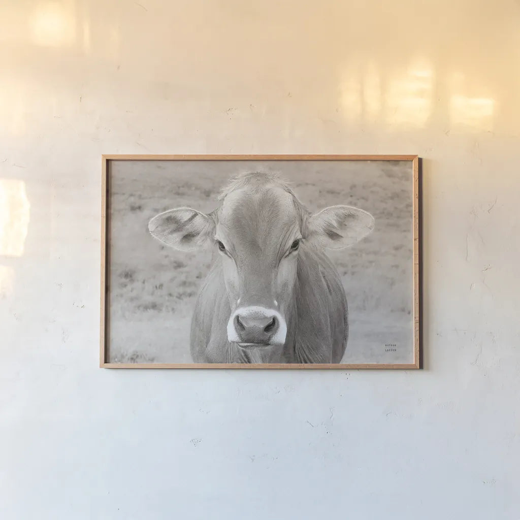 Dairy Barn Neutral by Nathan Larson. shown as a paper print in a natural frame. Available as a archival giclee rolled canvas, fine art paper, or poster print. SKU 82814i.