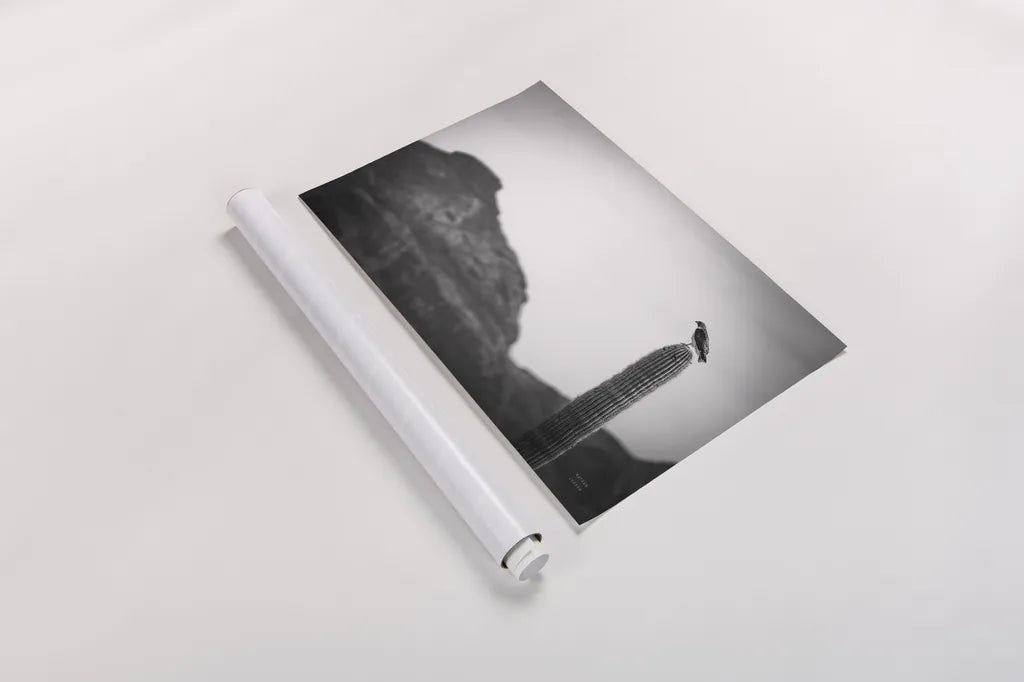 Desert Hunter by Nathan Larson. shown as a rolled paper print. Available as archival giclee rolled canvas, fine art paper, or poster print. SKU 90438i.