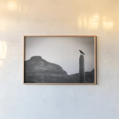 Desert Hunter by Nathan Larson. shown as a paper print in a natural frame. Available as a archival giclee rolled canvas, fine art paper, or poster print. SKU 90438i.