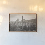 Desert Mornings by Nathan Larson. shown as a paper print in a natural frame. Available as a archival giclee rolled canvas, fine art paper, or poster print. SKU 92320i.
