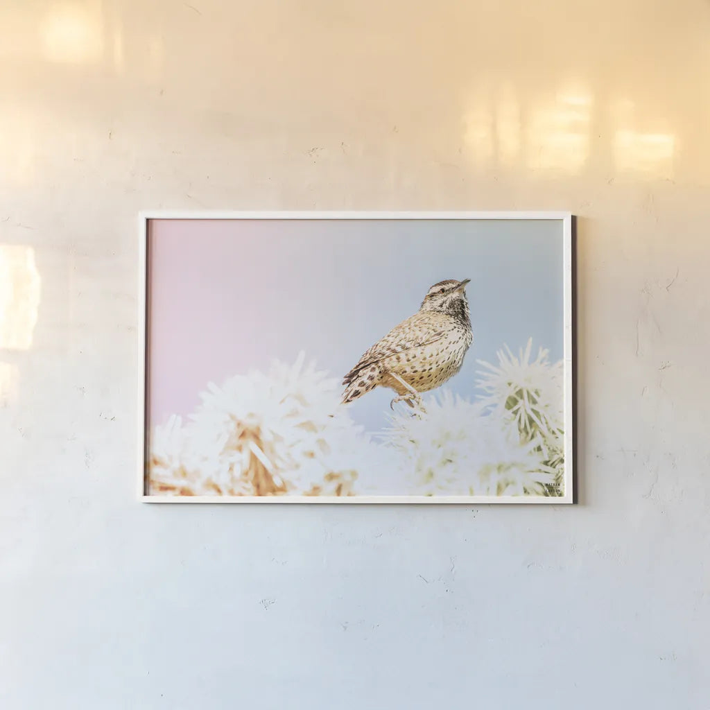 Desert Song by Nathan Larson. shown as a paper print in a white frame. Available as a archival giclee rolled canvas, fine art paper, or poster print. SKU 97579i.