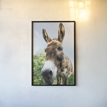 Donkey Pasture by Nathan Larson. shown as a paper print in a black flame. Available as a archival giclee rolled canvas, fine art paper, or poster print. SKU 99952h.