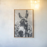 Donkey Pasture BW by Nathan Larson. shown as a paper print in a natural frame. Available as a archival giclee rolled canvas, fine art paper, or poster print. SKU 99953h.