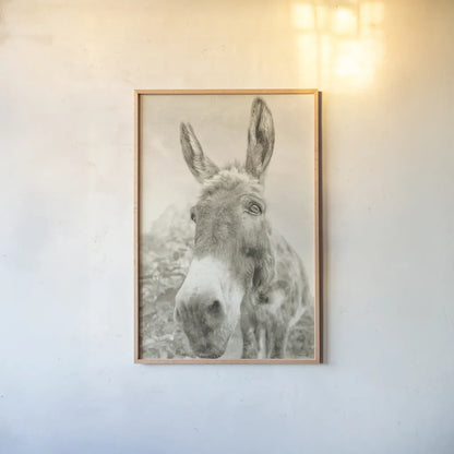 Donkey Pasture Sepia by Nathan Larson. shown as a paper print in a natural frame. Available as a archival giclee rolled canvas, fine art paper, or poster print. SKU 99954h.
