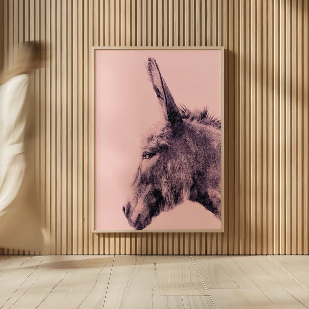 Donkey Portrait by Nathan Larson. shown as over sized large wall art. Available as an archival giclee rolled canvas, fine art paper, or poster print. SKU 99961h.