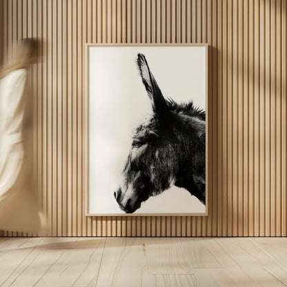Donkey Portrait BW by Nathan Larson. shown as over sized large wall art. Available as an archival giclee rolled canvas, fine art paper, or poster print. SKU 99963h.