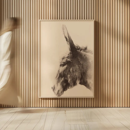 Donkey Portrait Sepia by Nathan Larson. shown as over sized large wall art. Available as an archival giclee rolled canvas, fine art paper, or poster print. SKU 99962h.