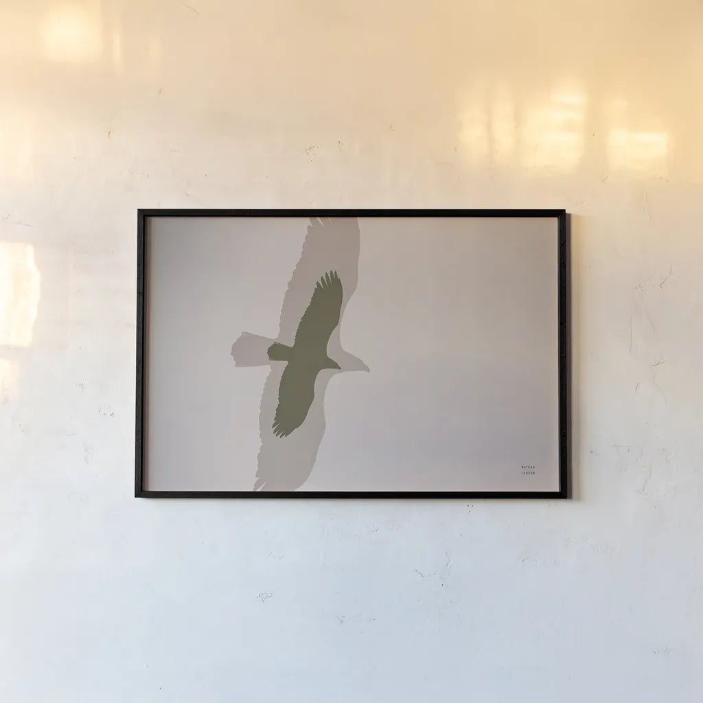 Double Eagle by Nathan Larson. shown as a paper print in a black flame. Available as a archival giclee rolled canvas, fine art paper, or poster print. SKU 78766i.