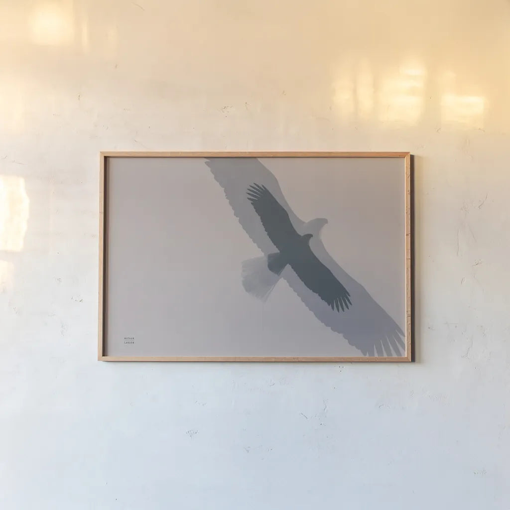 Double Eagle Flight by Nathan Larson. shown as a paper print in a natural frame. Available as a archival giclee rolled canvas, fine art paper, or poster print. SKU 78767i.