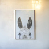 Downward Facing Donkey by Nathan Larson. shown as a paper print in a white frame. Available as a archival giclee rolled canvas, fine art paper, or poster print. SKU 99852h.