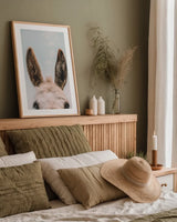 Downward Facing Donkey Pastel by Nathan Larson. shown as a paper print in a natural frame. Available as a archival giclee rolled canvas, fine art paper, or poster print. SKU 99853h.