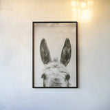 Downward Facing Donkey Sepia by Nathan Larson. shown as a paper print in a black flame. Available as a archival giclee rolled canvas, fine art paper, or poster print. SKU 99854h.