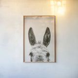 Downward Facing Donkey Sepia by Nathan Larson. shown as a paper print in a natural frame. Available as a archival giclee rolled canvas, fine art paper, or poster print. SKU 99854h.