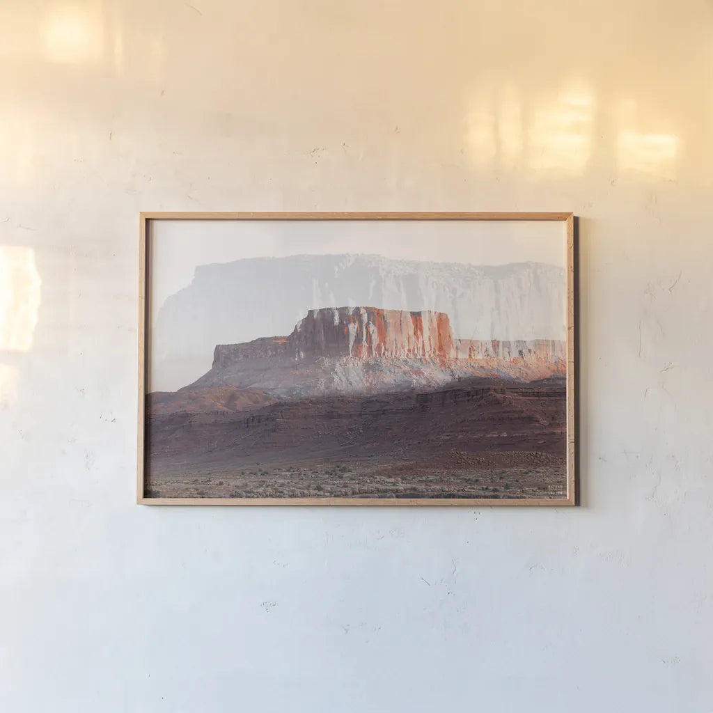 Dream Mesa by Nathan Larson. shown as a paper print in a natural frame. Available as a archival giclee rolled canvas, fine art paper, or poster print. SKU 99201i.