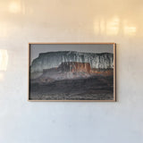 Dream Mesa Dark by Nathan Larson. shown as a paper print in a natural frame. Available as a archival giclee rolled canvas, fine art paper, or poster print. SKU 99200i.