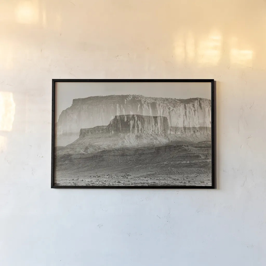 Dream Mesa Sepia by Nathan Larson. shown as a paper print in a black flame. Available as a archival giclee rolled canvas, fine art paper, or poster print. SKU 99198i.