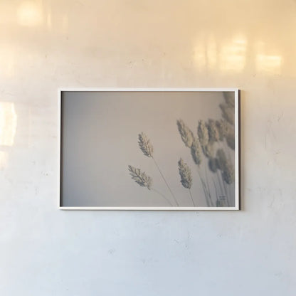 Dried Grass Study by Nathan Larson. shown as a paper print in a white frame. Available as a archival giclee rolled canvas, fine art paper, or poster print. SKU 77006i.