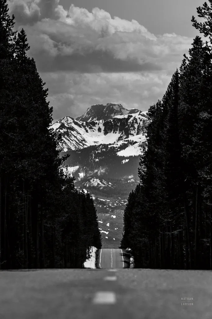 Driving into the Tetons by Nathan Larson. SKU 92539h. Archival Giclee Fine art print for wall decor.