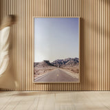 Dusty Desert Dreams Road by Nathan Larson. shown as over sized large wall art. Available as an archival giclee rolled canvas, fine art paper, or poster print. SKU 72031h.