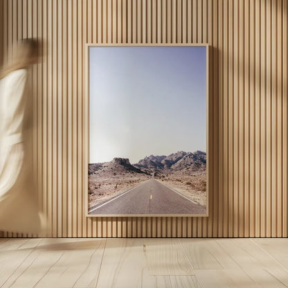 Dusty Desert Dreams Road by Nathan Larson. shown as over sized large wall art. Available as an archival giclee rolled canvas, fine art paper, or poster print. SKU 72031h.
