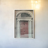 Faded Dublin Door Coral by Nathan Larson. shown as a paper print in a white frame. Available as a archival giclee rolled canvas, fine art paper, or poster print. SKU 104278h.