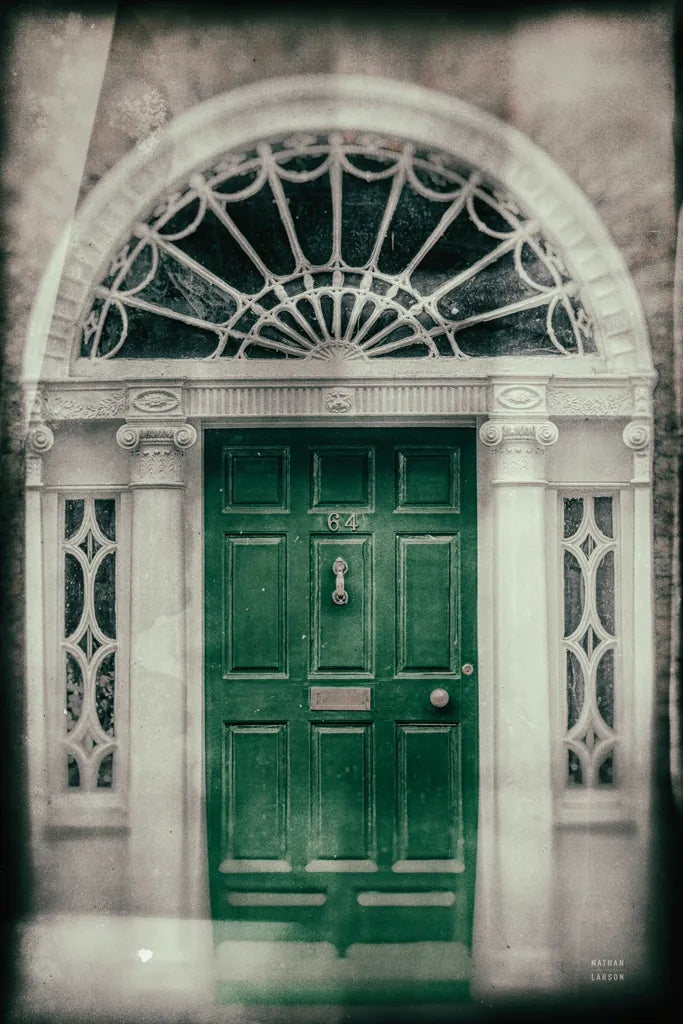 Faded Dublin Door Green by Nathan Larson. SKU 104275h. Archival Giclee Fine art print for wall decor.