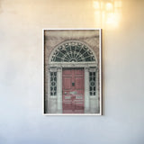 Faded Dublin Door Red by Nathan Larson. shown as a paper print in a white frame. Available as a archival giclee rolled canvas, fine art paper, or poster print. SKU 104271h.