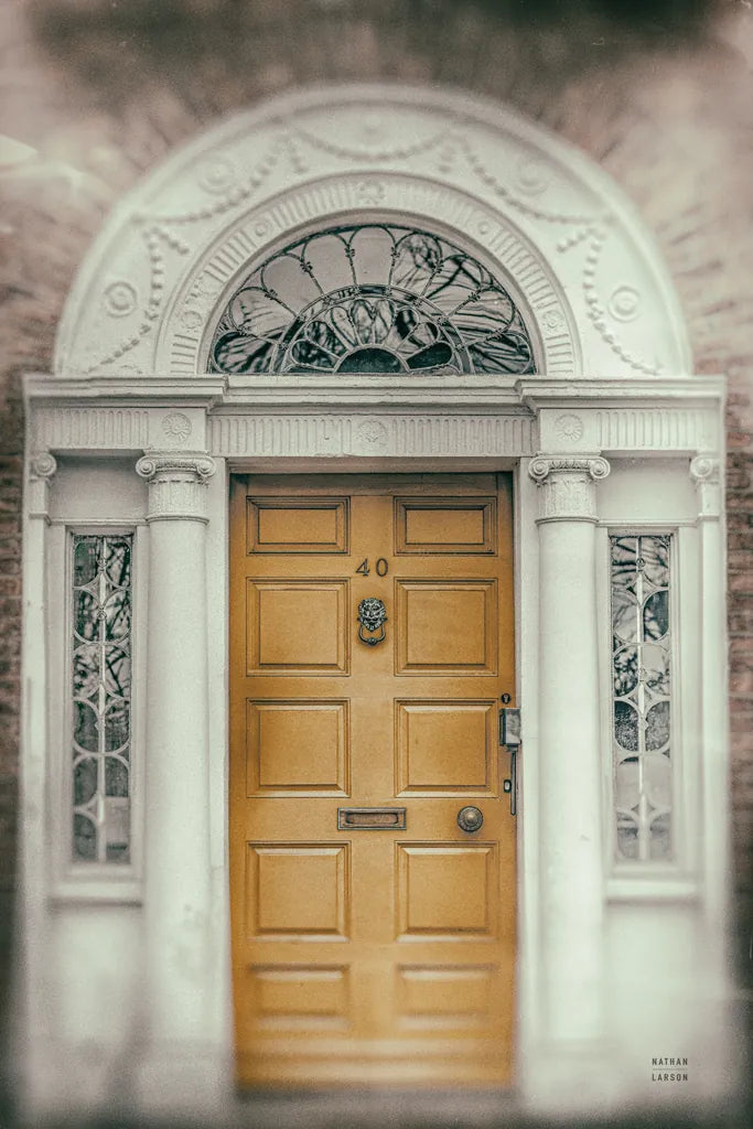Faded Dublin Door Yellow by Nathan Larson. SKU 104273h. Archival Giclee Fine art print for wall decor.