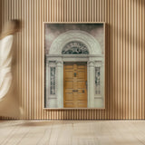 Faded Dublin Door Yellow by Nathan Larson. shown as over sized large wall art. Available as an archival giclee rolled canvas, fine art paper, or poster print. SKU 104273h.