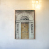 Faded Dublin Door Yellow by Nathan Larson. shown as a paper print in a natural frame. Available as a archival giclee rolled canvas, fine art paper, or poster print. SKU 104273h.