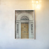 Faded Dublin Door Yellow by Nathan Larson. shown as a paper print in a white frame. Available as a archival giclee rolled canvas, fine art paper, or poster print. SKU 104273h.