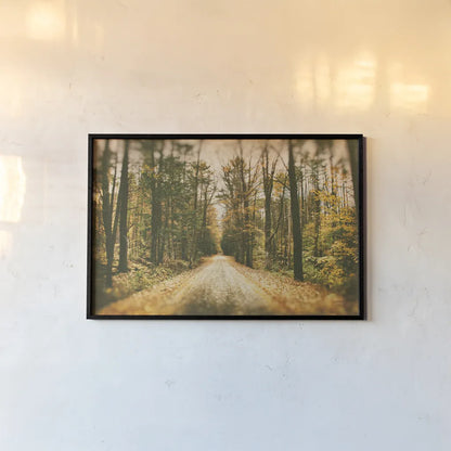Faded Road by Nathan Larson. shown as a paper print in a black flame. Available as a archival giclee rolled canvas, fine art paper, or poster print. SKU 93987i.