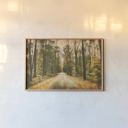 Faded Road by Nathan Larson. shown as a paper print in a natural frame. Available as a archival giclee rolled canvas, fine art paper, or poster print. SKU 93987i.