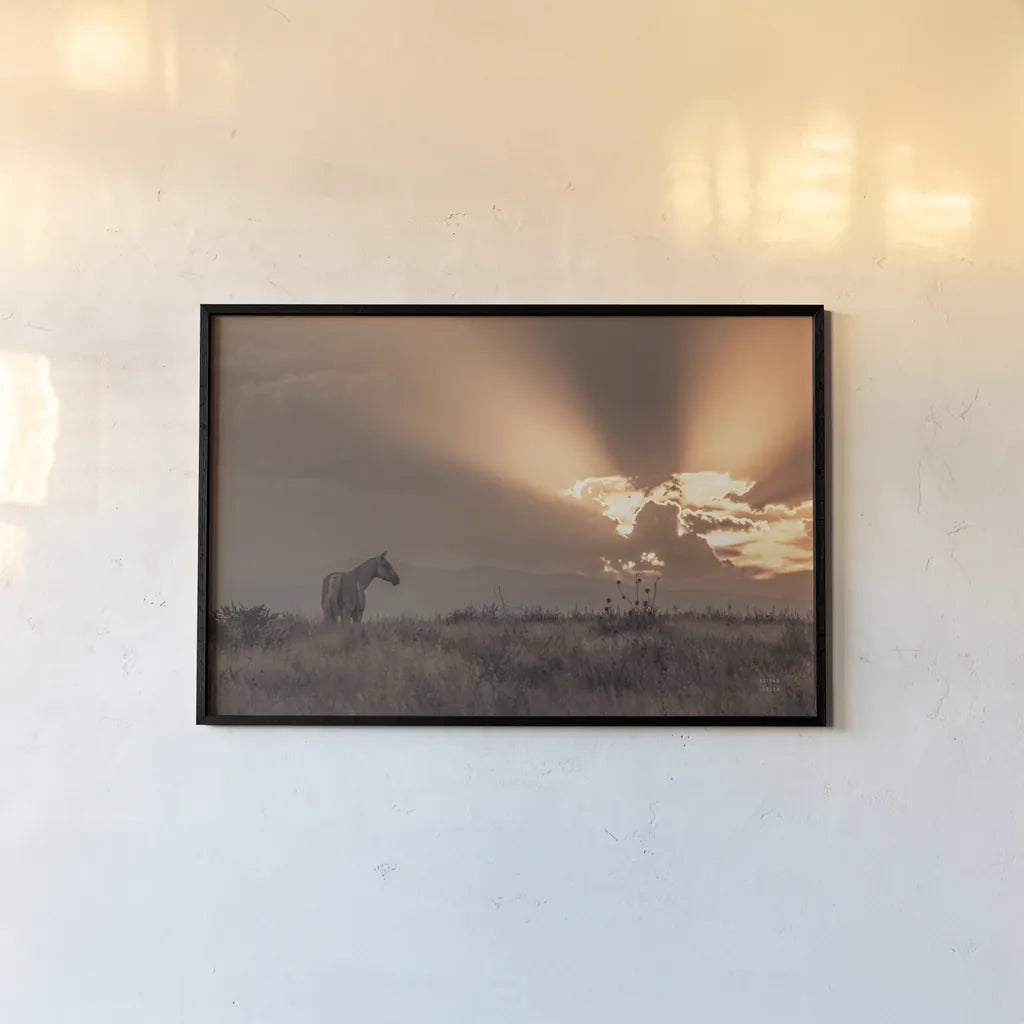 Faded Sunset by Nathan Larson. shown as a paper print in a black flame. Available as a archival giclee rolled canvas, fine art paper, or poster print. SKU 87943i.