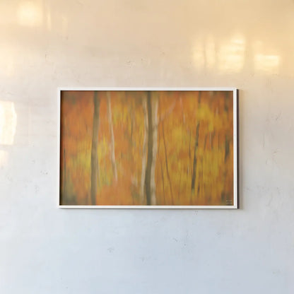 Fall in Motion by Nathan Larson. shown as a paper print in a white frame. Available as a archival giclee rolled canvas, fine art paper, or poster print. SKU 101670i.