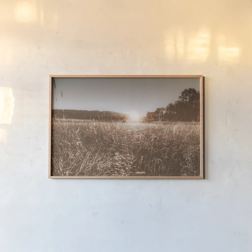 Fields of Gold by Nathan Larson. shown as a paper print in a natural frame. Available as a archival giclee rolled canvas, fine art paper, or poster print. SKU 71623i.