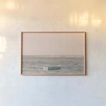 Fishing Boat by Nathan Larson. shown as a paper print in a natural frame. Available as a archival giclee rolled canvas, fine art paper, or poster print. SKU 72055i.