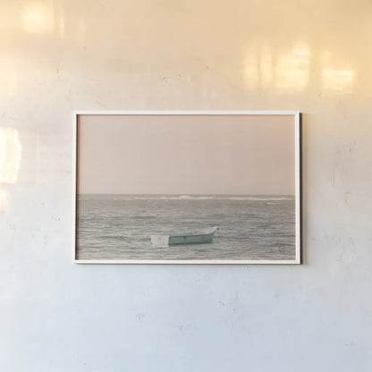 Fishing Boat by Nathan Larson. shown as a paper print in a white frame. Available as a archival giclee rolled canvas, fine art paper, or poster print. SKU 72055i.